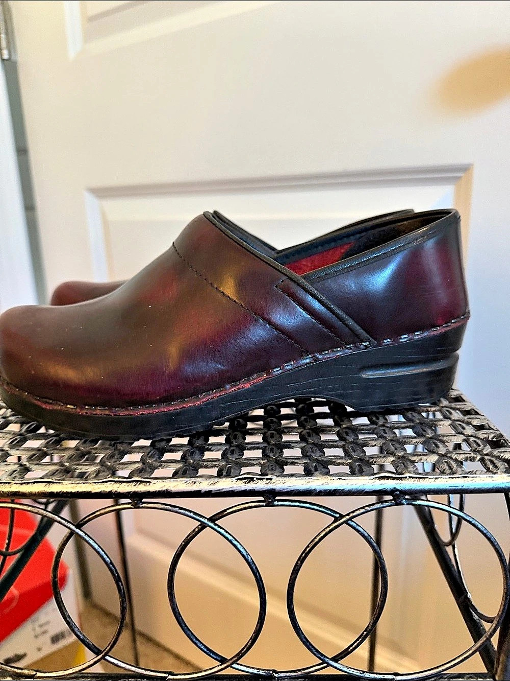 Sanita Bordeaux Leather Clogs 39